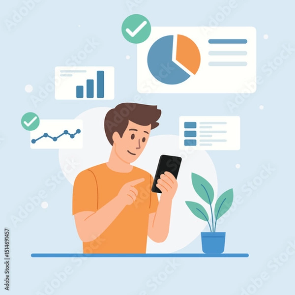 Fototapeta Mobile Marketing Analytics Dashboard Concept