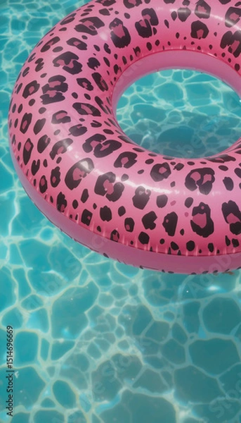 Obraz Pink leopard print pool float resting in clear blue water on a sunny day