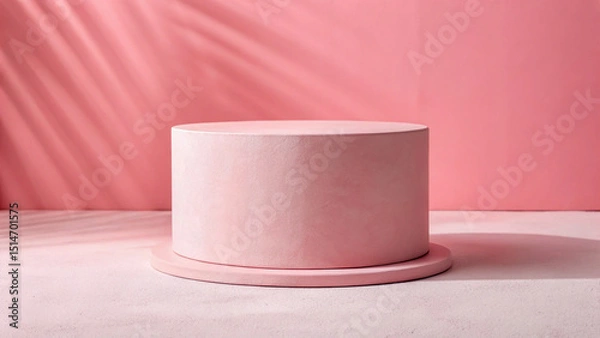 Fototapeta Minimalist Pink Cylinder Product Display Podium Showcase Presentation Stage Backdrop Platform Promotion