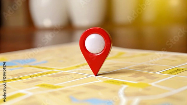 Fototapeta Red Location Pin on Map Guide to Business or Tourist Destination Concept