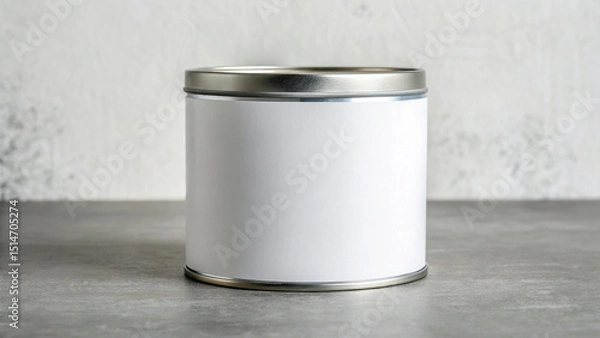 Fototapeta Simple White Round Tin Can Container Mockup for Food Storage and Crafts