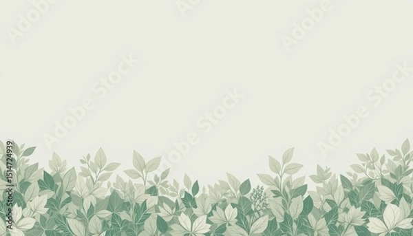 Fototapeta Elegant Pale Green Leaf Border Vector Design Minimalist Background for Text