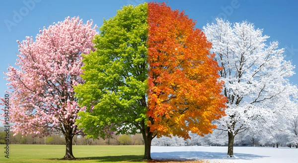 Obraz Four seasons tree depicting spring, summer, fall and winter.