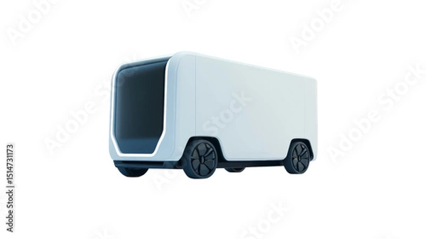 Obraz A self-driving robot delivery vehicle on its route, Transparent background, PNG file