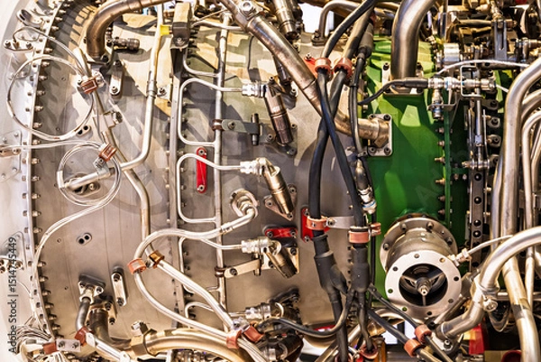 Obraz Large aircraft engine close-up.