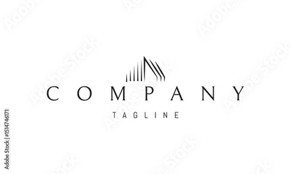 Fototapeta Vector logo with an abstract image of a modern house silhouette made of lines.