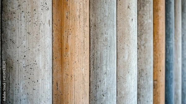 Fototapeta Textured Columns in Varied Gray and Orange Brown Hues