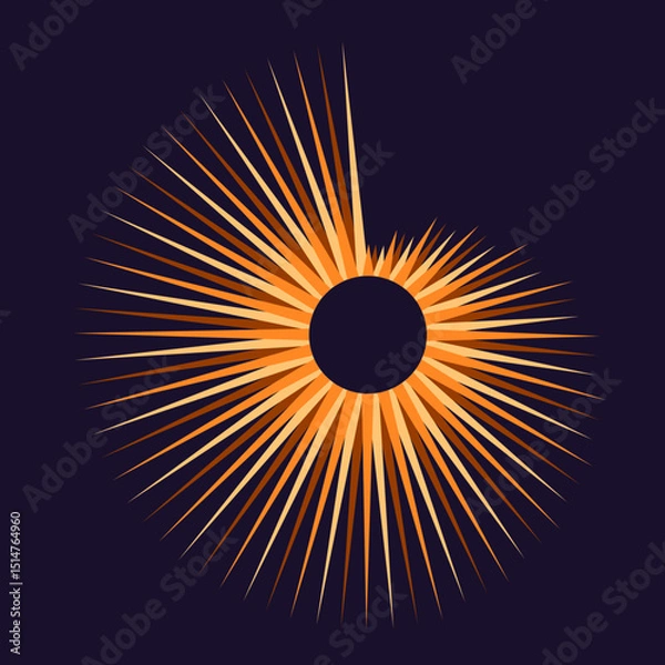 Obraz Set of abstract galactic concentrical spiral sun ray heat, quantic sound wave, circular lights top view, golden ratio, eclipse flat outline logo style vector illustration wallpaper