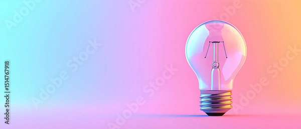 Obraz Pixelated Lightbulb Against Pastel Gradient Background