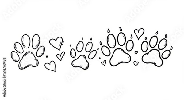 Fototapeta vector illustration of a paw prints