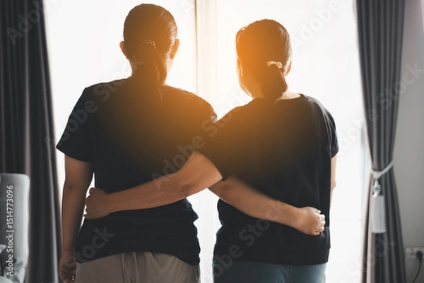 Obraz Hope and trust with crisis concept. Closeup, love and holding hands for support, comfort and care with grief, loss and empathy. people and family with compassion, sympathy and healing with bonding.