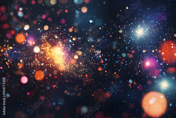 Fototapeta Sparkling Cosmos: Abstract cosmic scene filled with vibrant and ethereal particles, creating a sense of wonder and mystery