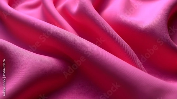 Obraz Vivid Hot Pink Fabric with Soft Texture and Natural Folds – Close-Up of Stylish Cloth Surface for Fashion, Textile Design, and Bold Abstract Background Concepts.