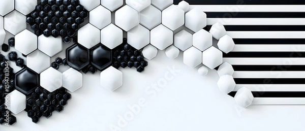 Obraz Abstract Geometric Hexagon Pattern In Black And White
