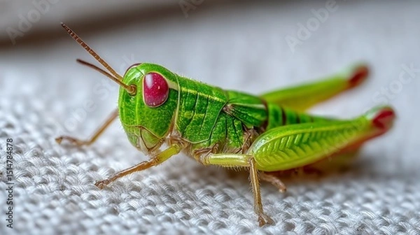 Obraz Vibrant Green Grasshopper Close-Up