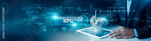 Fototapeta KPIs drive business growth by measuring revenue increase, customer acquisition, retention rates, profit margins, and operational efficiency, enabling data-driven decisions that optimize performance.