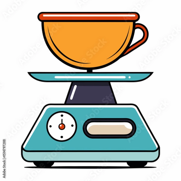 Fototapeta illustration of a kitchen scale with kitchen utensils