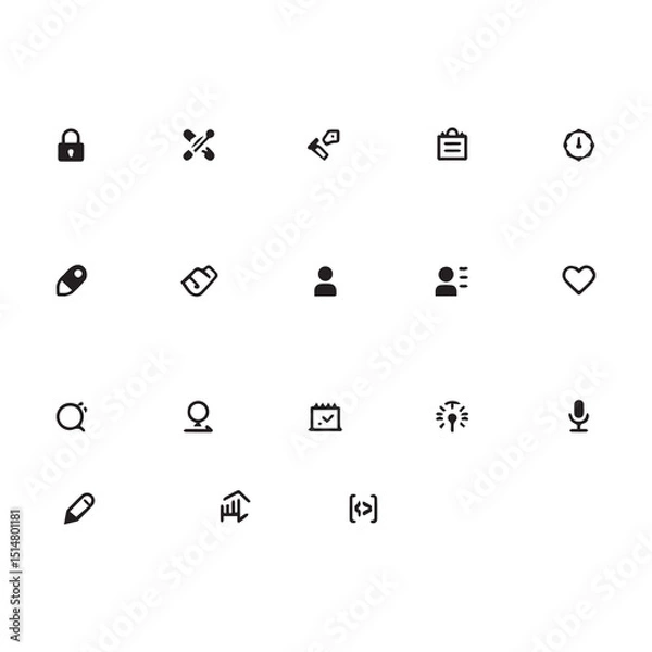Obraz Minimal E-commerce Line Icon Set – 20 Editable Vector Icons