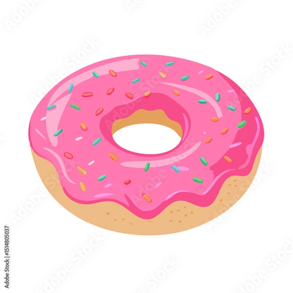Fototapeta vector illustration of a donut with pink frosting
