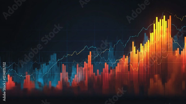 Fototapeta A sleek, professional financial growth chart illustrates the upward momentum of stock market investment and trading success.  Generative AI