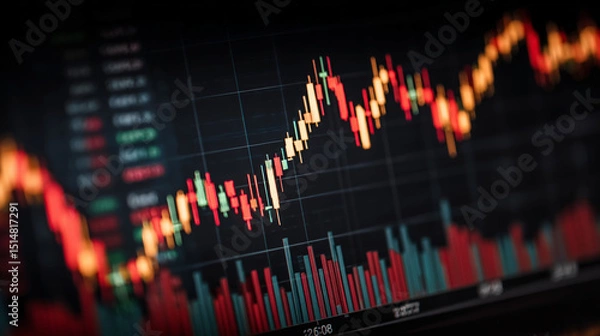 Fototapeta A sleek, professional financial growth chart illustrates the upward momentum of stock market investment and trading success.  Generative AI