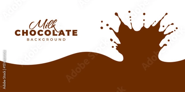 Obraz Splash and flow of milk and chocolate. Flat dynamic splashes and drops, crown shaped. Can be use for background of designs, logo, emblem, label of organic sweet dairy products. Vector illustration
