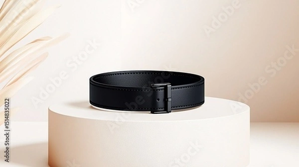 Obraz Black Fabric Wristband Product Mockup on Beige Platform
