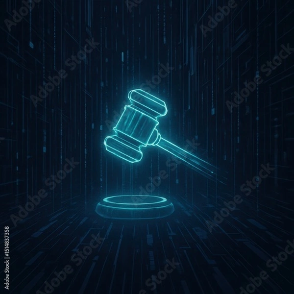 Fototapeta Cyber World with Judge’s Gavel	