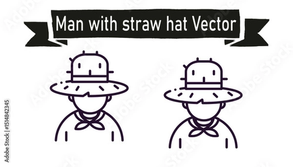 Fototapeta Man with straw hat vector 