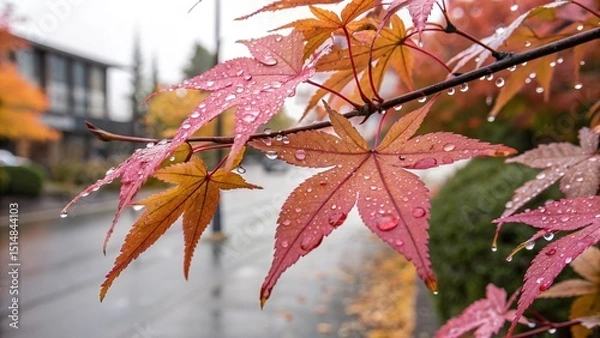 Obraz autumn foliage red leaves branch seasonal nature fall colors outdoor scene
