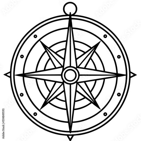 Obraz Compass Vector Illustration Navigation Nautical Direction Design
