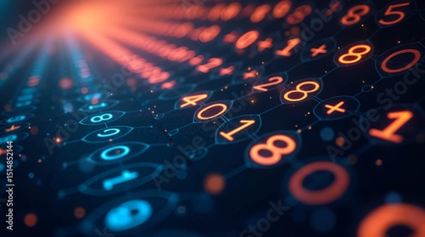 Obraz Binary Code Overlaying Blurred Background, Symbolizing Data Processing Digital Information Flow, Photo Illustration Image Picture Photography 