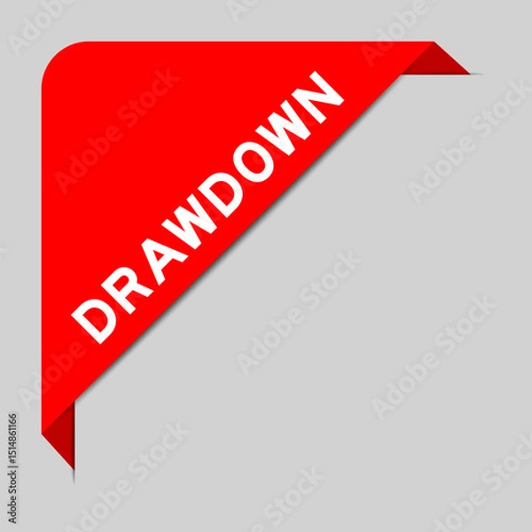 Fototapeta Red color of corner label banner with word drawdown on gray background
