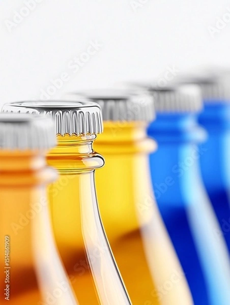 Obraz Close-up of Colorful Glass Bottles with Metallic Caps