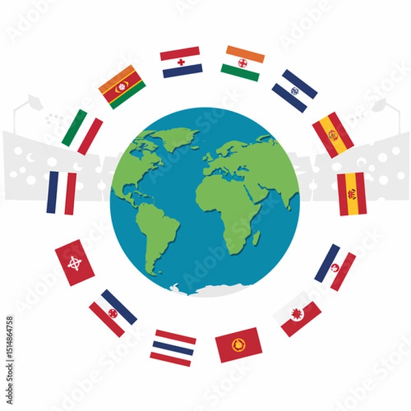 Obraz Global Football Tournament Flags Around World