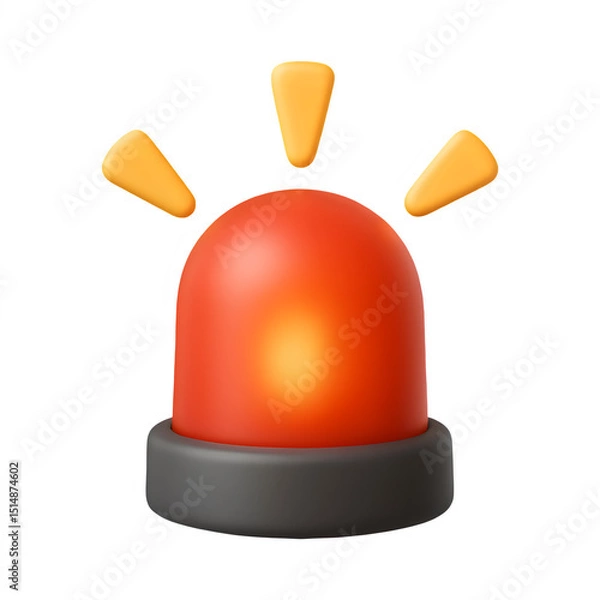 Fototapeta 3d siren light isolated on transparent background. Emergency and alert concept