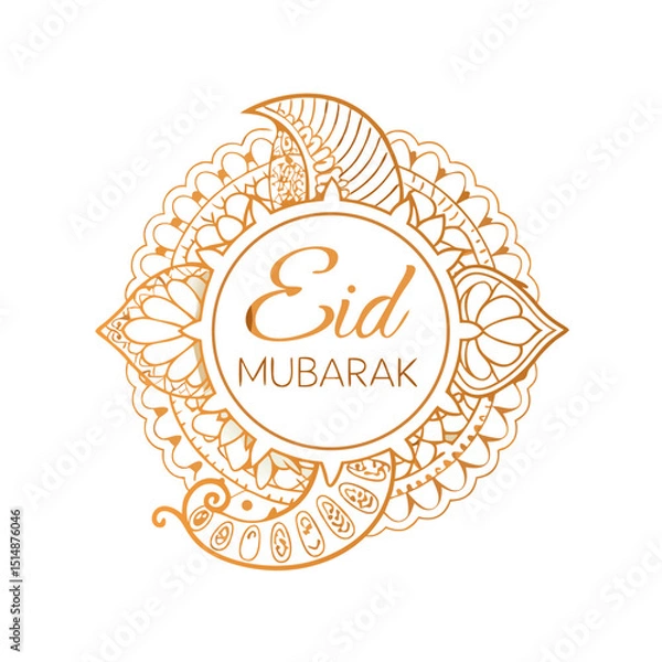 Obraz Elegant “Eid Mubarak” Arabic calligraphy with detailed floral and geometric patterns in a festive design