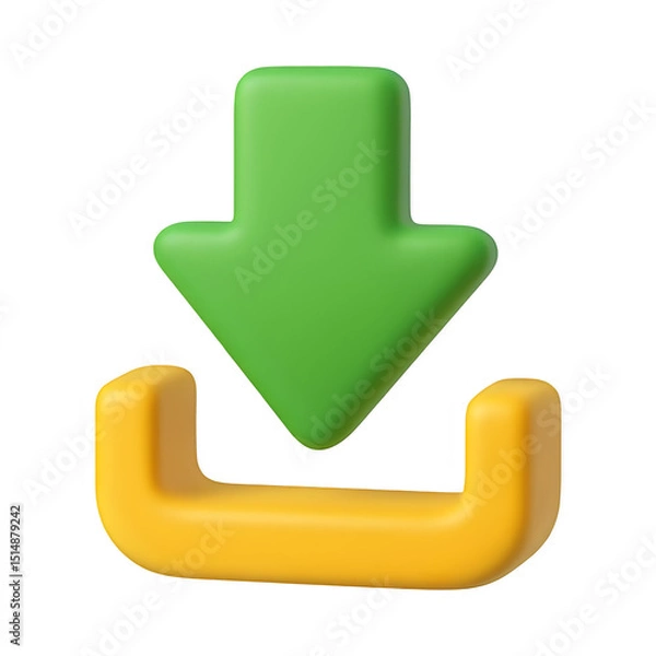 Fototapeta 3d download arrow icon isolated on transparent background. Data transfer concept