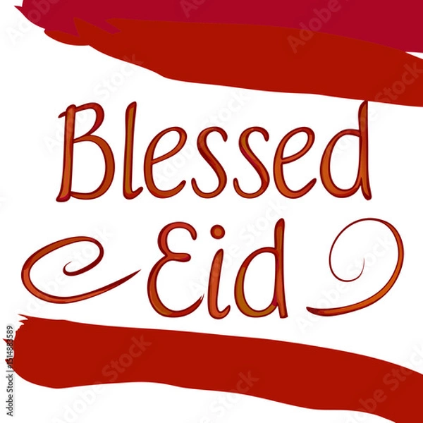 Obraz Handwritten brush script design reading "Blessed Eid" in soft, warm colors—perfect for festive digital use