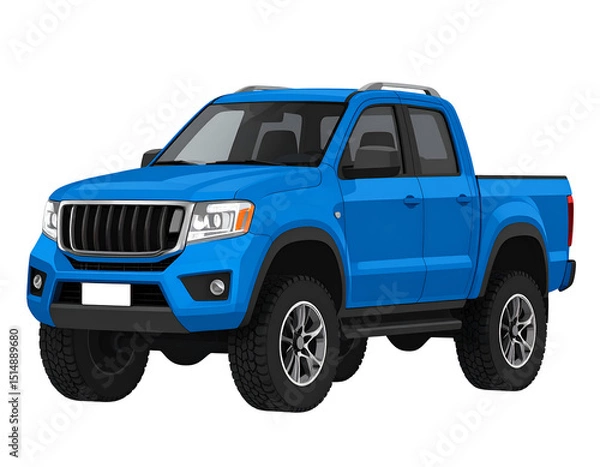 Obraz Vibrant blue pickup truck, rugged design, four-wheel drive