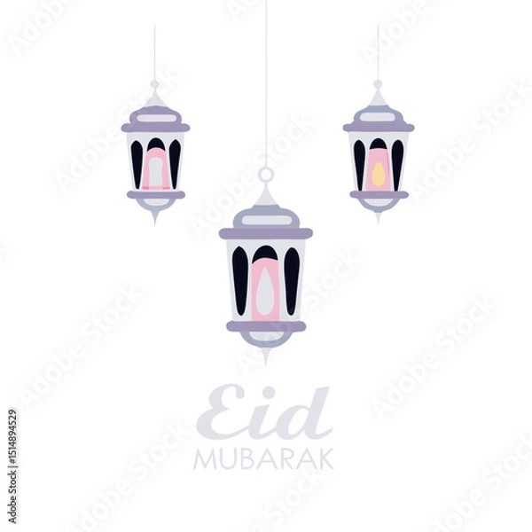 Fototapeta Elegant Islamic lanterns with twinkling stars on a dark gradient background, perfect for festive digital use.