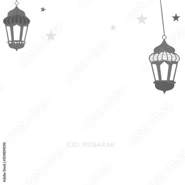 Fototapeta Elegant Islamic lanterns with twinkling stars on a dark gradient background, perfect for festive digital use.