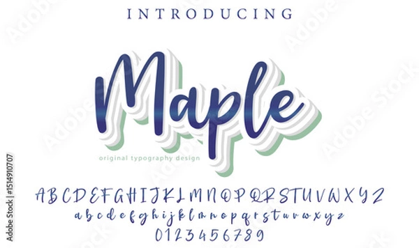 Fototapeta Maple Font Stylish brush painted an uppercase vector letters, alphabet, typeface