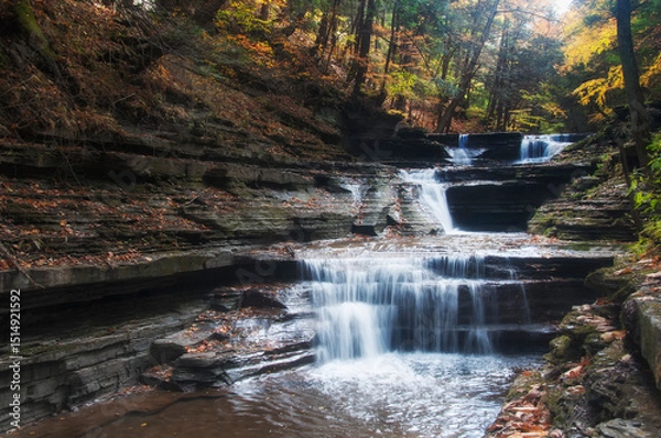 Obraz buttermilk falls state park and waterfalls in autumn