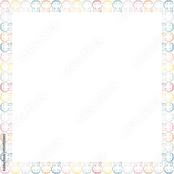 Obraz Hippopotamus drawing frame. Wildlife animal on white background border with empty space for your text.