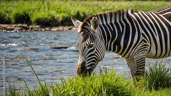 Fototapeta zebra in the grass