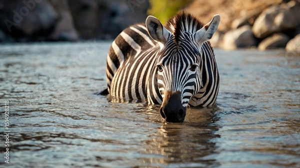 Fototapeta zebra in river