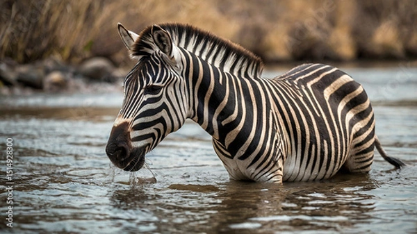 Fototapeta zebra in the river
