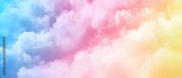 Fototapeta Pastel Sky With Fluffy Clouds