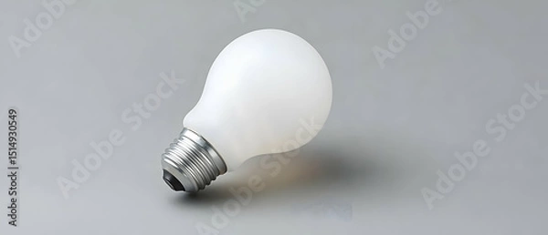 Fototapeta Single White Lightbulb On Gray Background